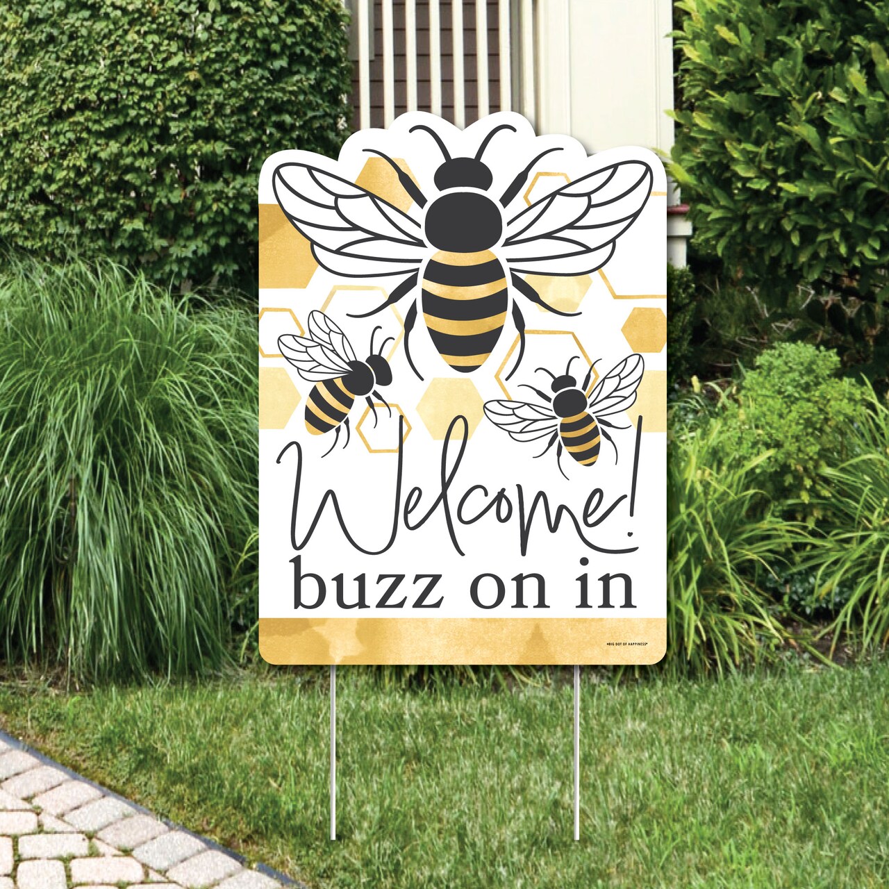 Big Dot of Happiness Little Bumblebee - Party Decorations - Bee Baby Shower  or Birthday Party Welcome Yard Sign